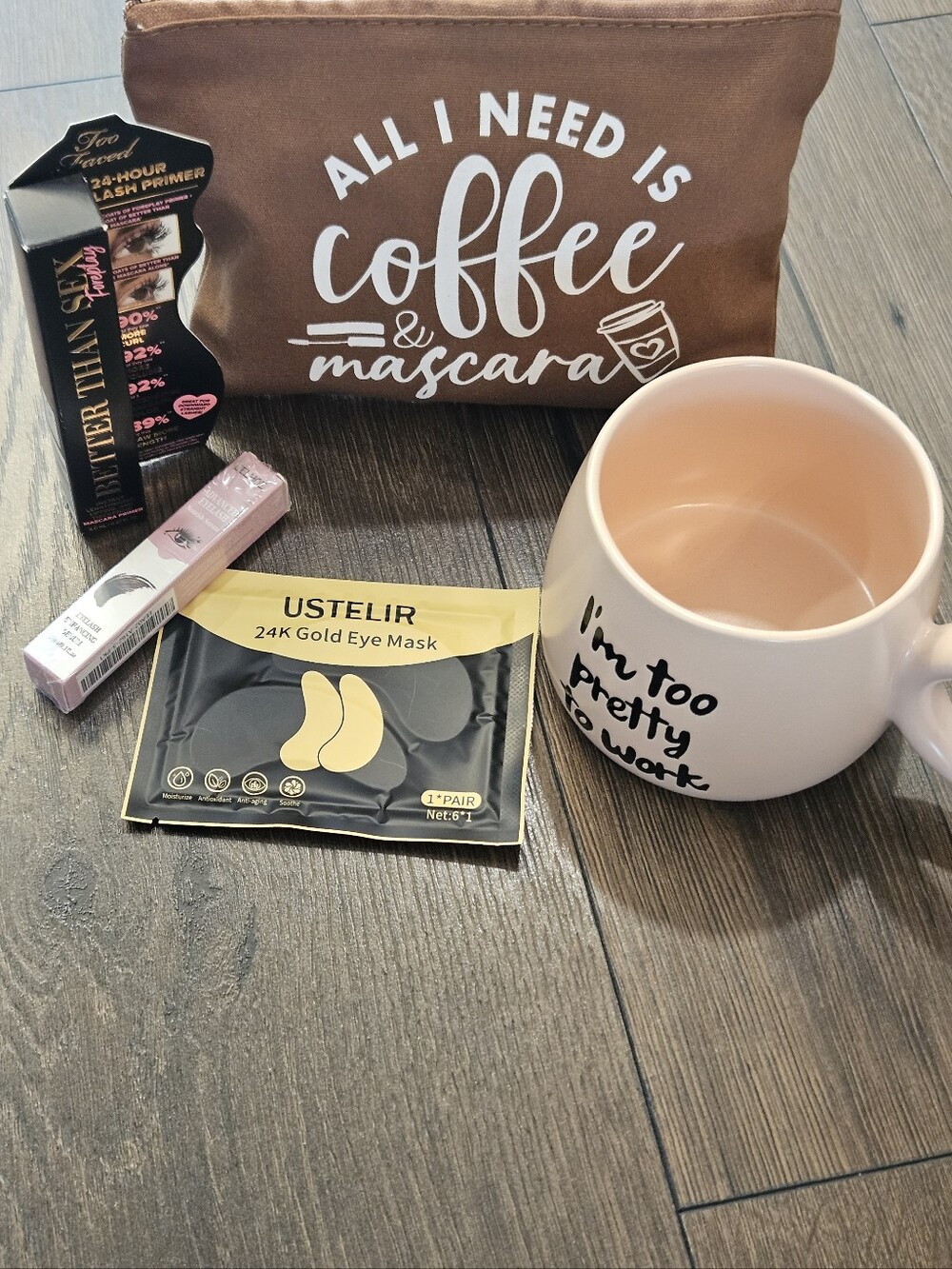 Too Faced Lash Primer Coffee Mug Beauty Self Care Gift Bundle NIB